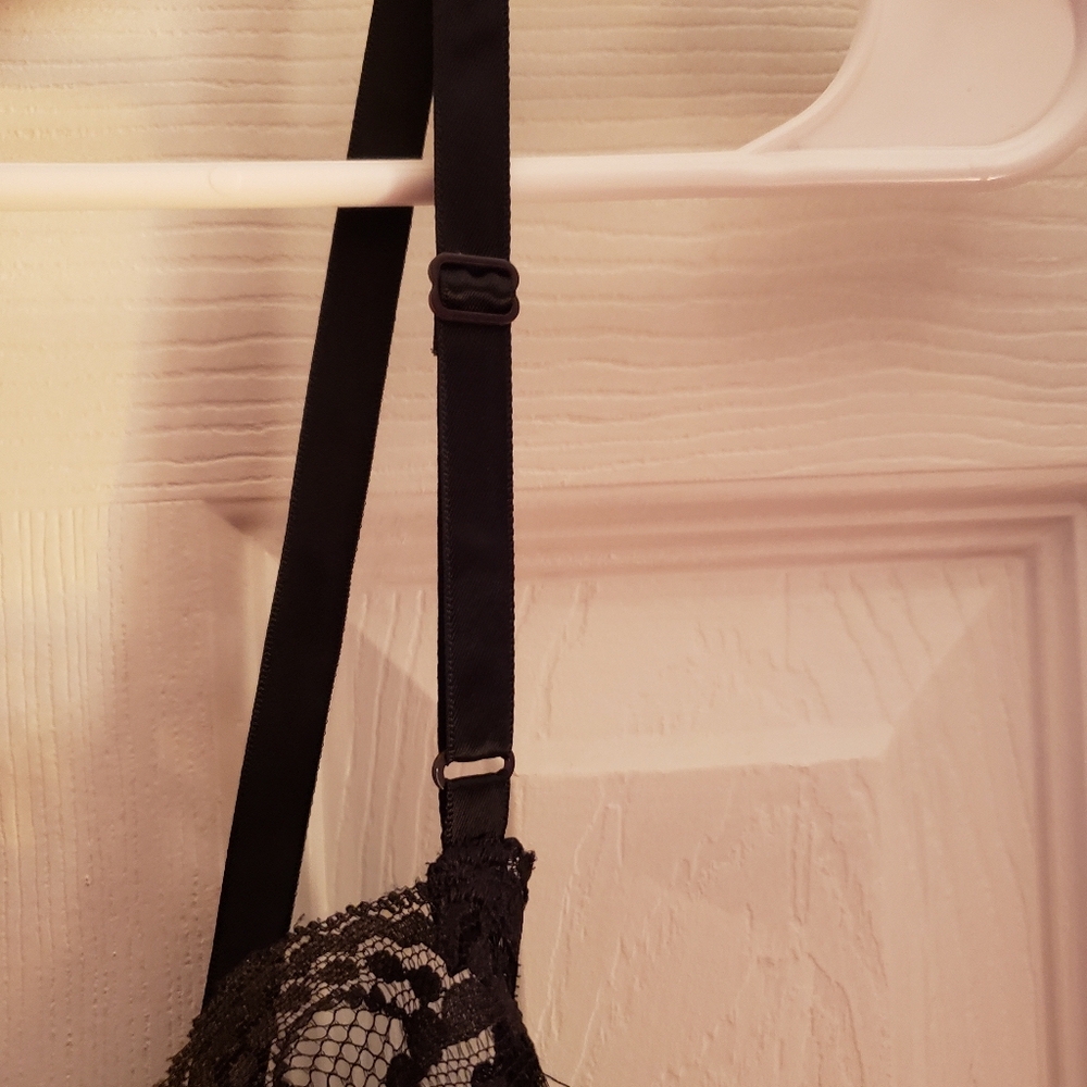 Cami Stocking 4 Garter Purple Satin Black Lace Midnight Hour Size M NWOT - Picture 4 of 7